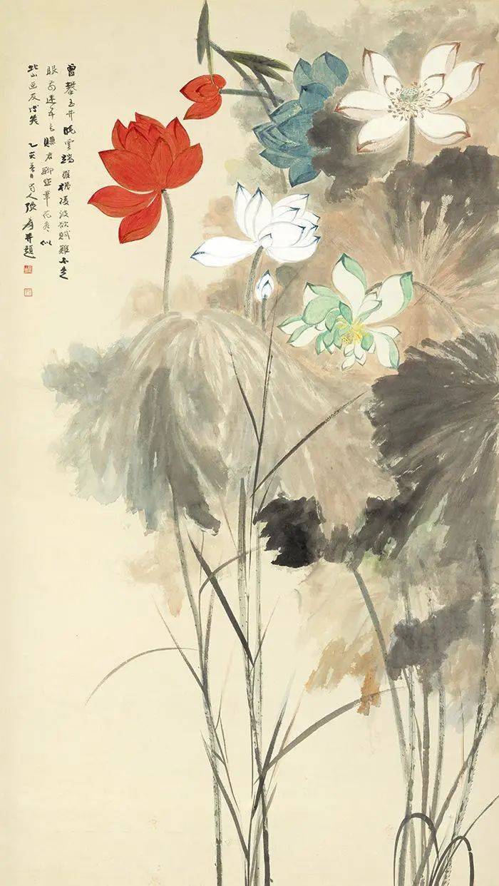 张大千的墨色诗意，10幅荷花画的绝美瞬间！_作品_国画_神韵
