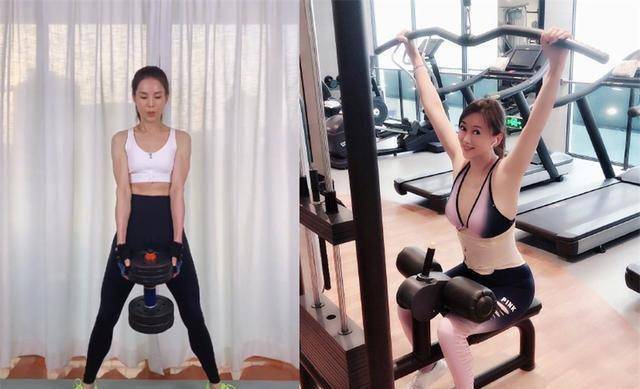 41岁董璇真疯狂,穿背心健美裤健身甩秋膘,双杠挂立秀一字马看呆_动作