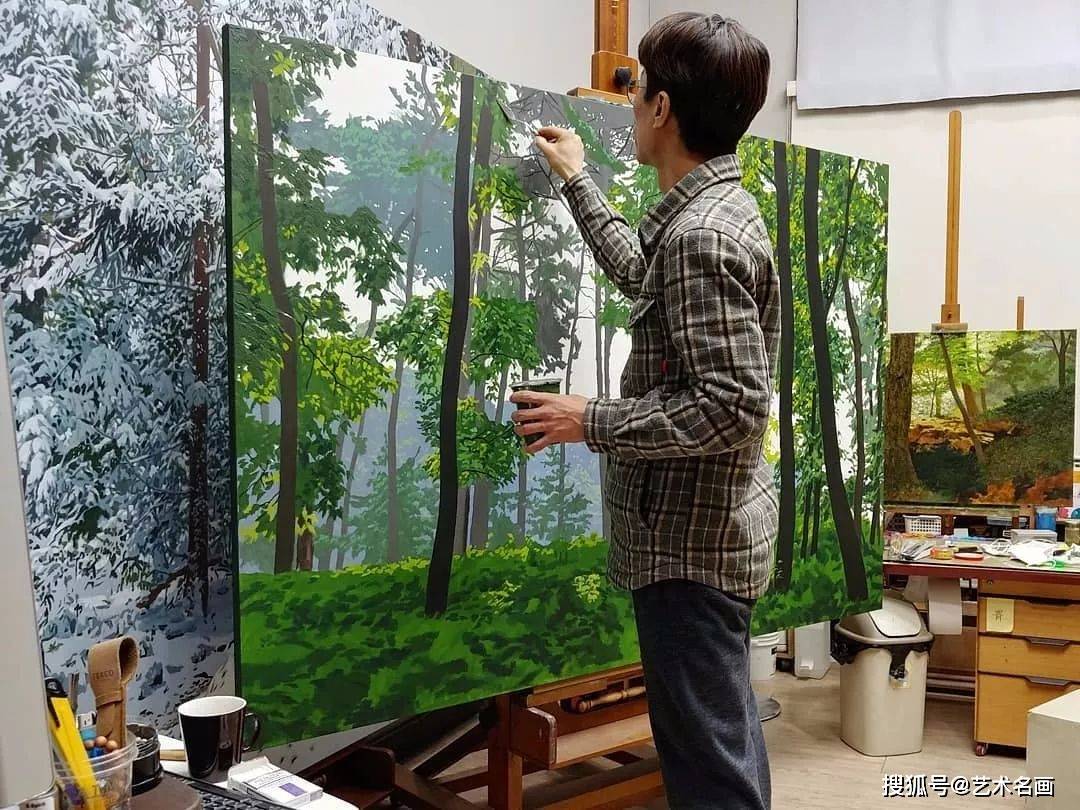 沉迷于画树林，超逼真，看了让人身临其境︱安贞焕的绘画作品 - 日志 - 海风清听 - 书画家园