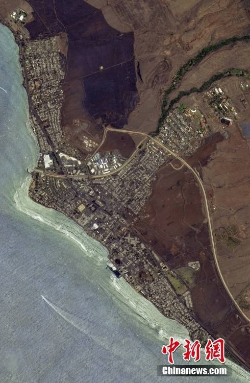 美国夏威夷毛伊岛拉海纳小镇火灾前后卫星对比图_中国_影像_视觉