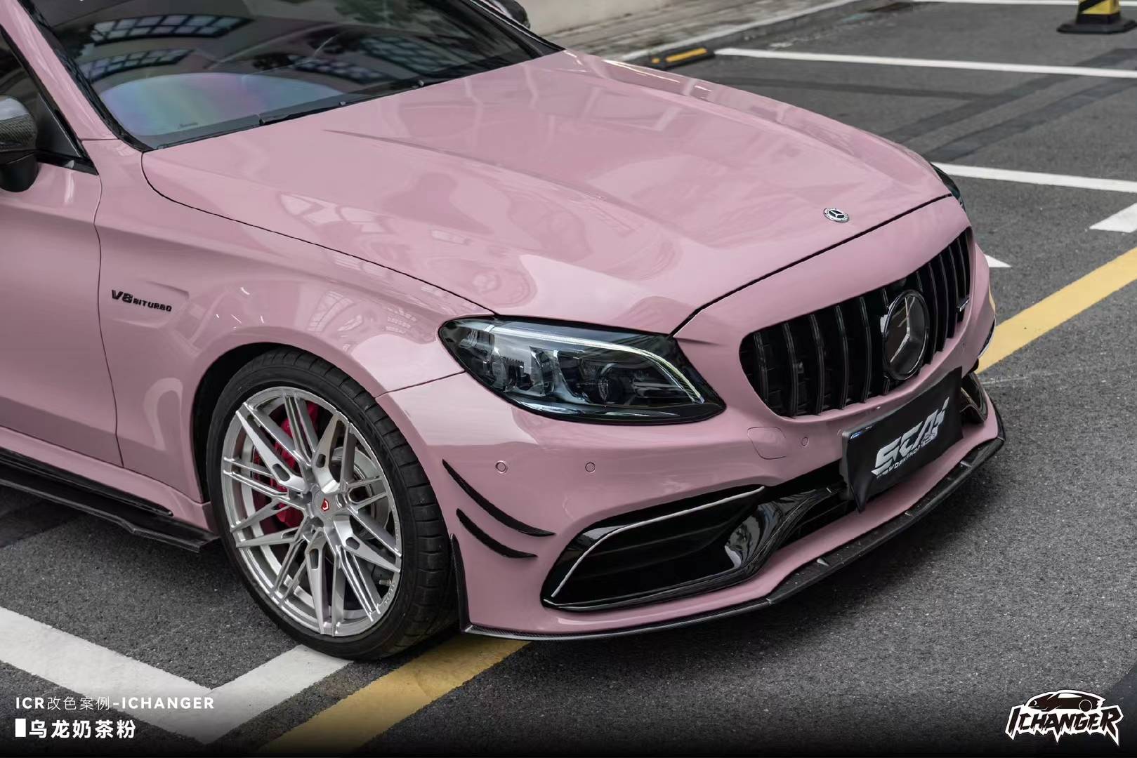 奔驰amgc63- ichanger改色膜乌龙奶茶粉,嘎嘎好看耶!_搜狐汽车_搜狐网