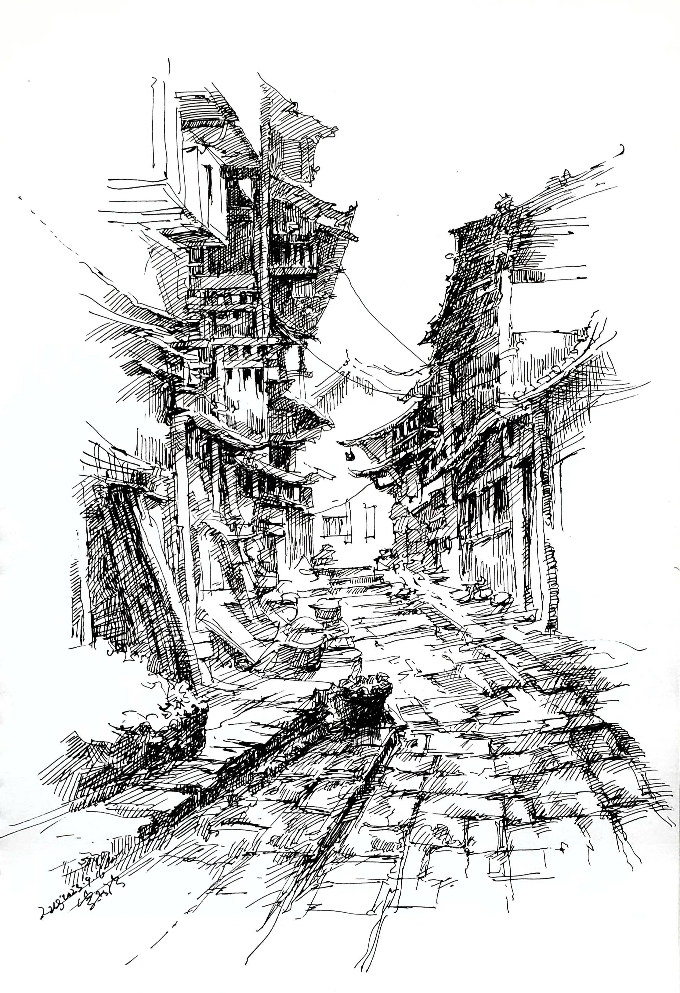 幸福原创画吧2023年第三十六期画友作品分享_类别_水彩画_钢笔