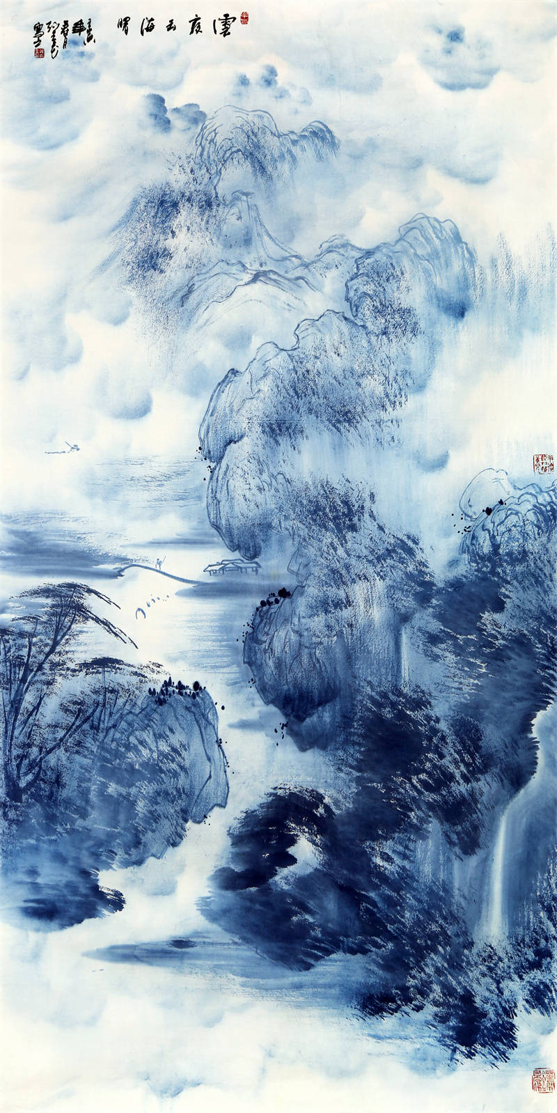 黑宾虹红可染蓝青花|唯美禅意青花山水画派创始人孙才祥的旷世奇作