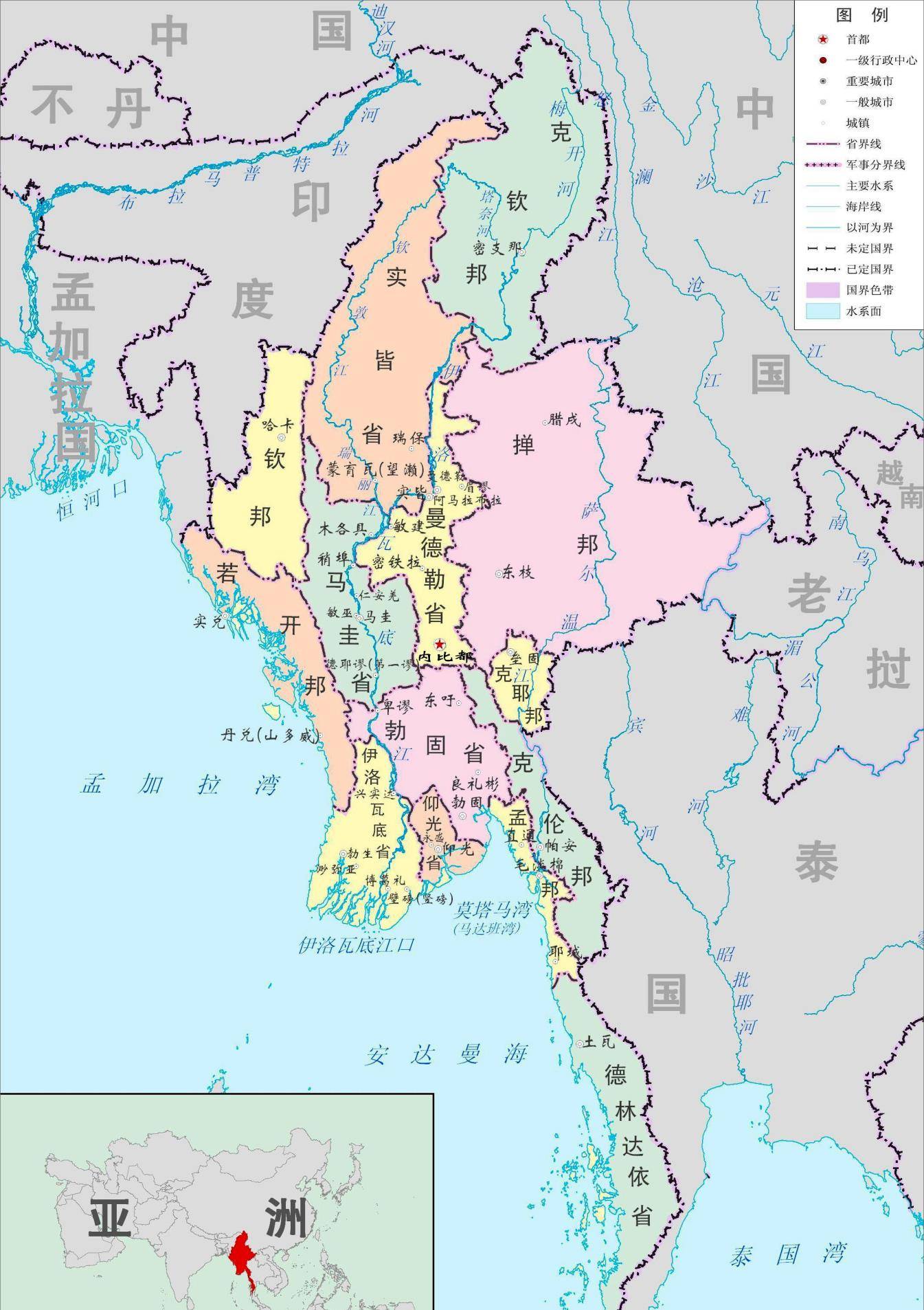 缅甸地区地图但是在想要继续占据缅甸地区的同时,英国人又非常矛盾