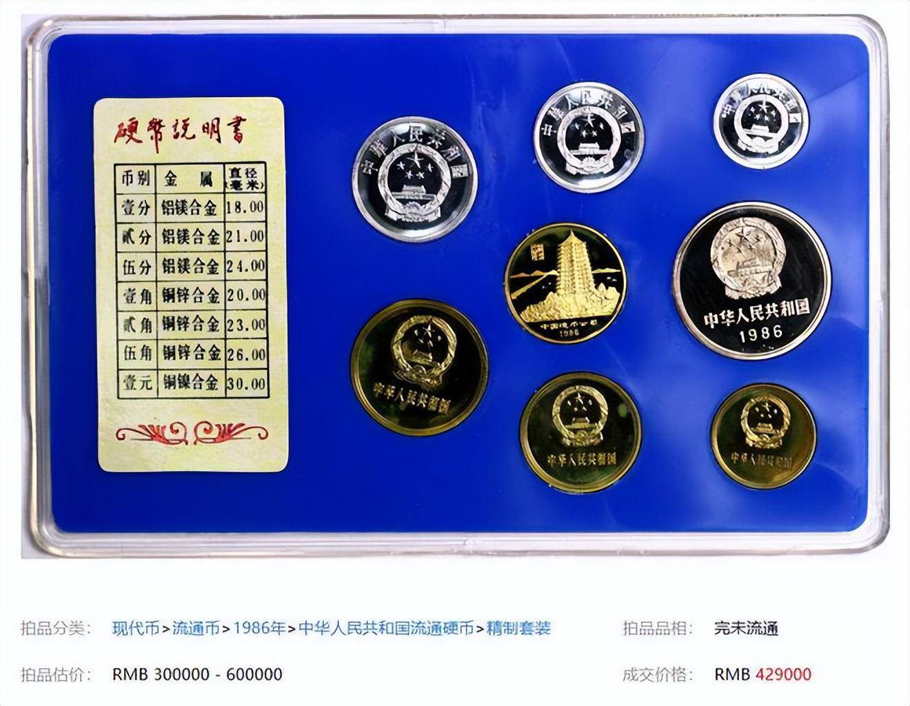 1986年的5分硬币，拍出了35700，注意不是流通币
