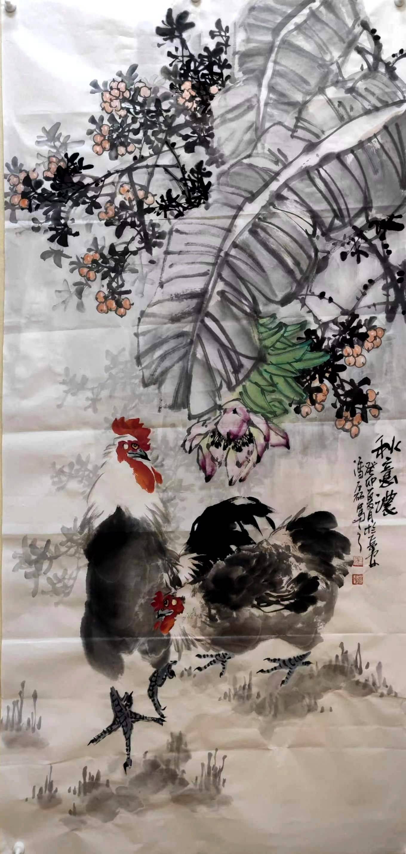 鸡鸣长安见精神——冯磊国画鸡作品欣赏(一)_陕西省_中国_花鸟画