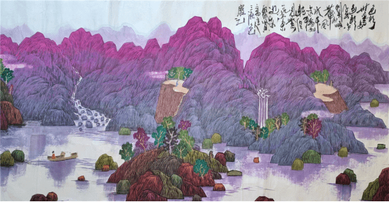 《紫气东来》《鸿运当头》图片选(二)中国色彩山水创始人陈宝元_cm