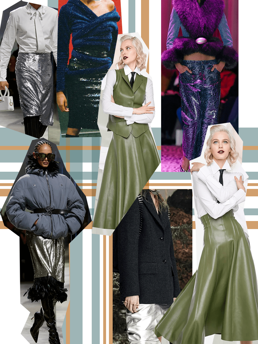 2023-2024秋冬流行,光滑皮裙,光泽质感的时尚温暖_皮革_款式_裙装