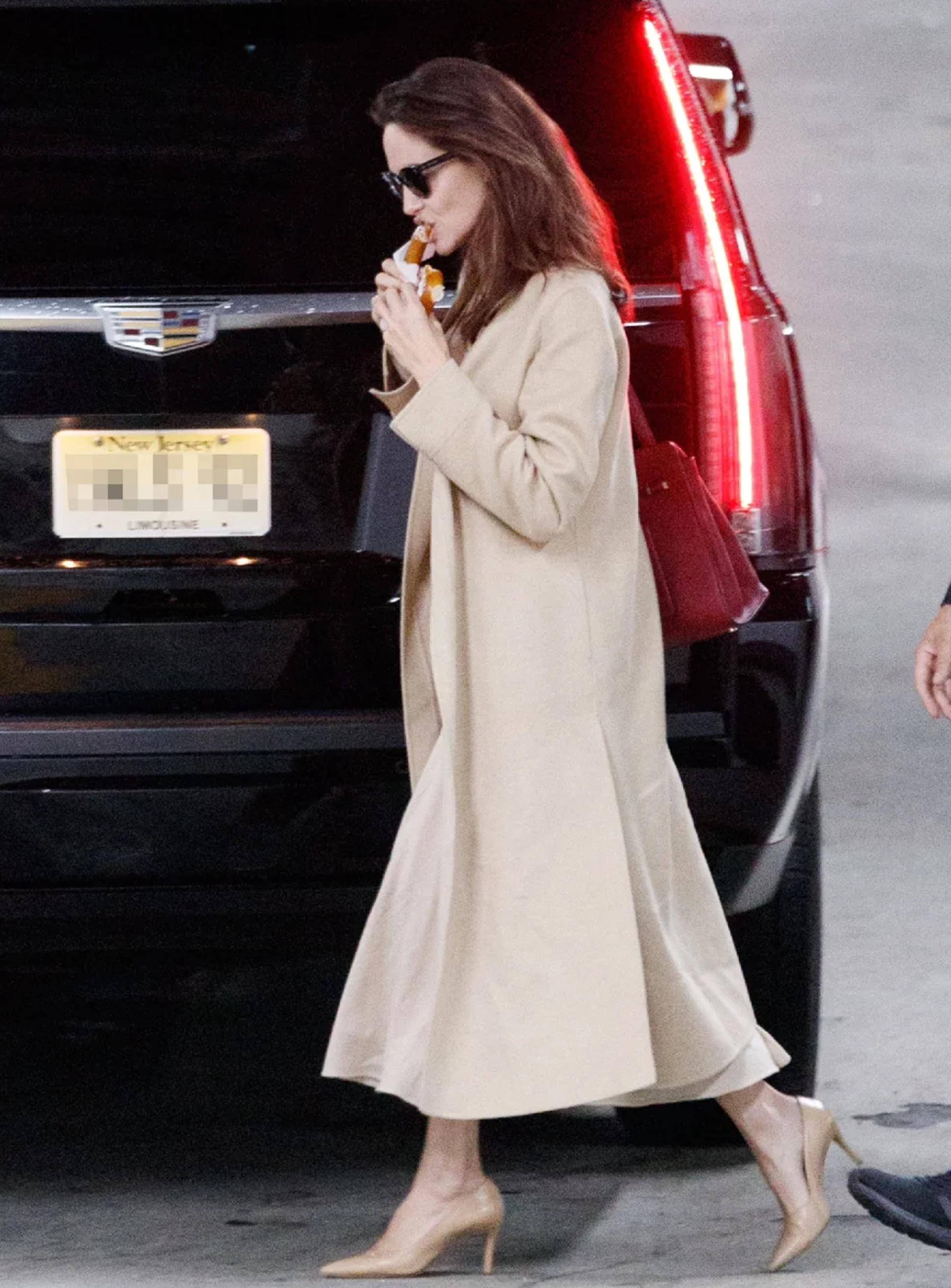 梅根还专门将这件经典驼色羊绒大衣与爱马仕水蓝色丝巾进行了搭配.