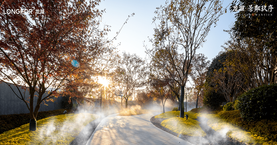 同时甄选应四季之景的元宝枫,乌桕,朴树,榉树,银杏乔木,选种紫薇,樱花