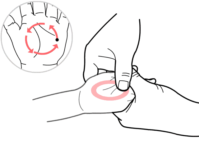 小儿推拿方法:补脾经2分钟,清补肺2分钟,揉外劳宫2分钟,顺运八卦2分钟