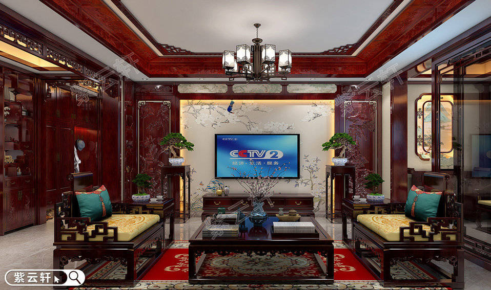 图客厅,硬装上运用水墨纹理的大理石瓷砖元素,融入现代简约家居之中