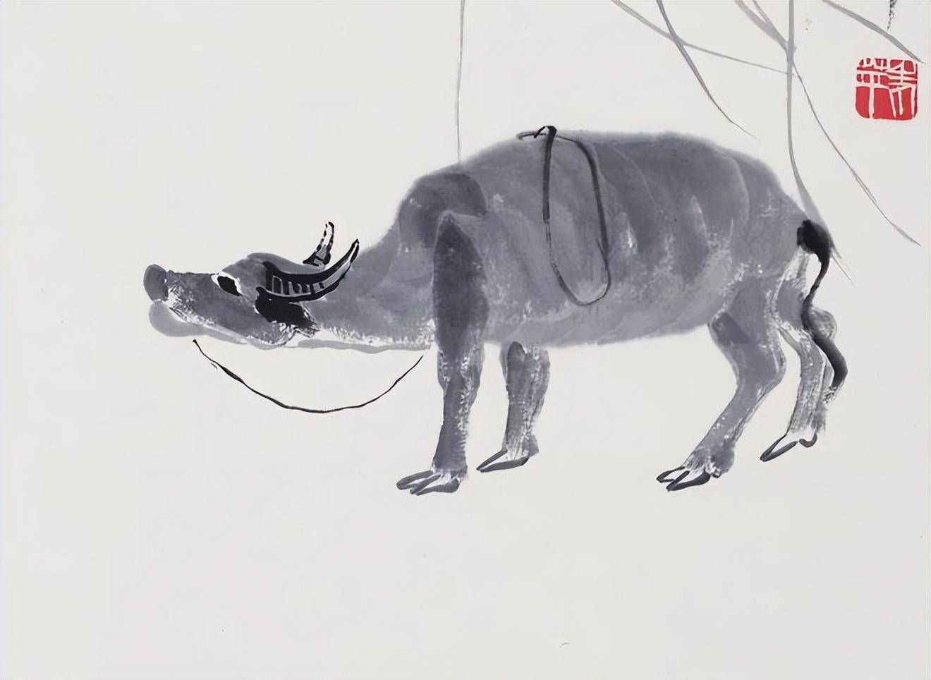 如何鉴定送拍齐白石《柳牛图》,齐白石传人齐良芷弟子汤发周说,先看牛