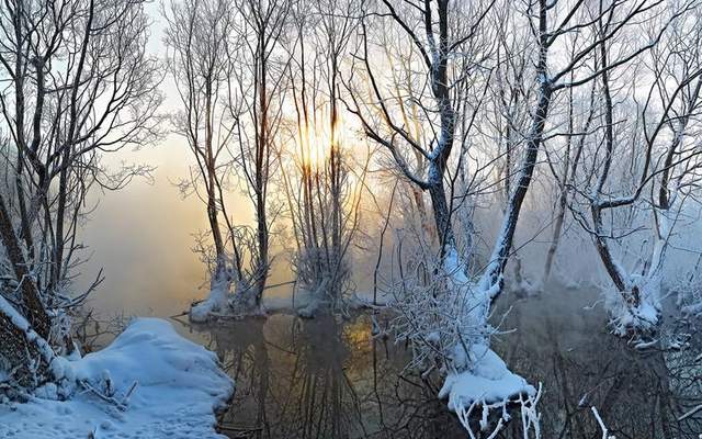 十二首关于冬晓的诗词,雪色未消红日上,家家茅屋起