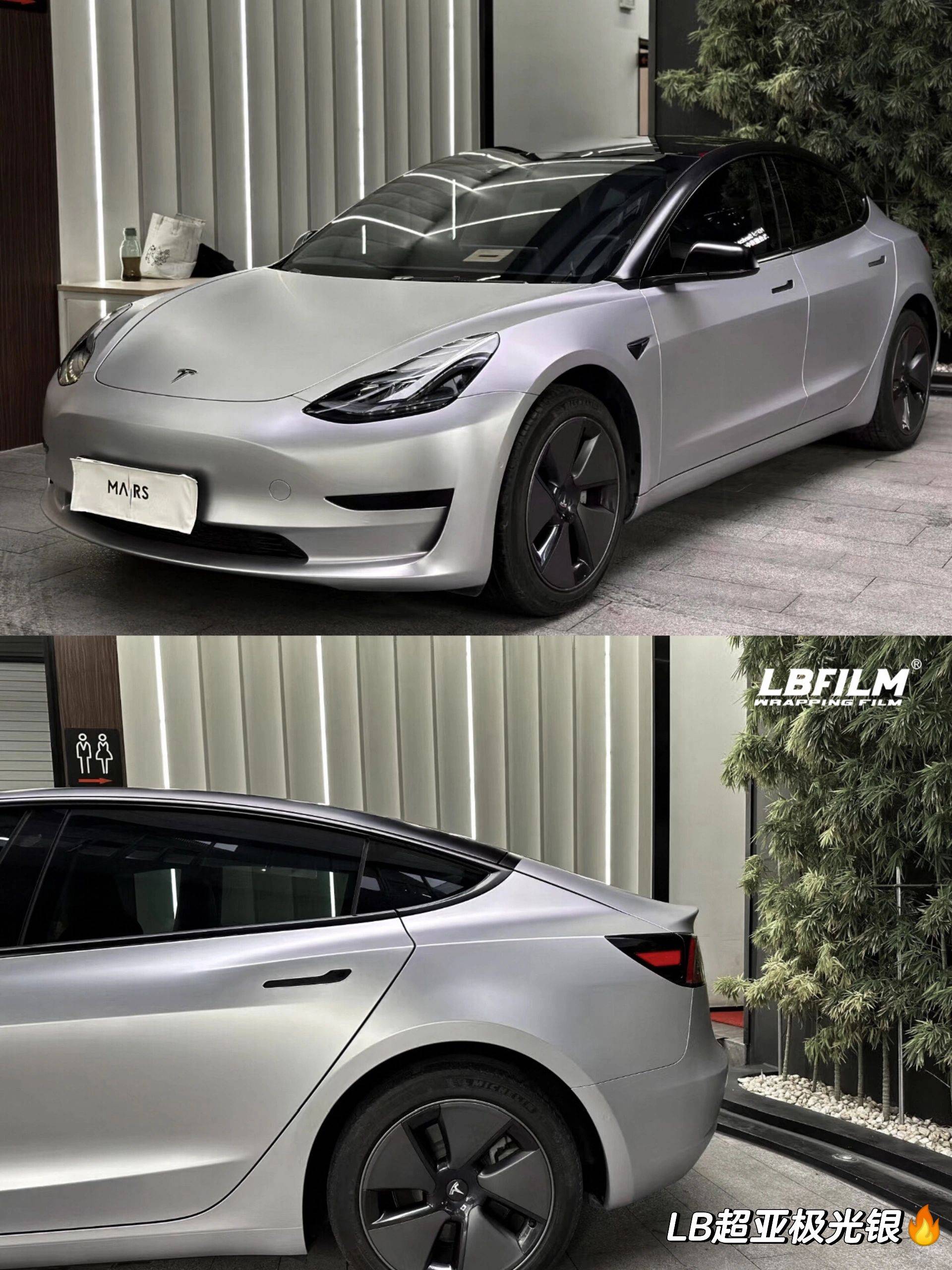 特斯拉model3银色图片