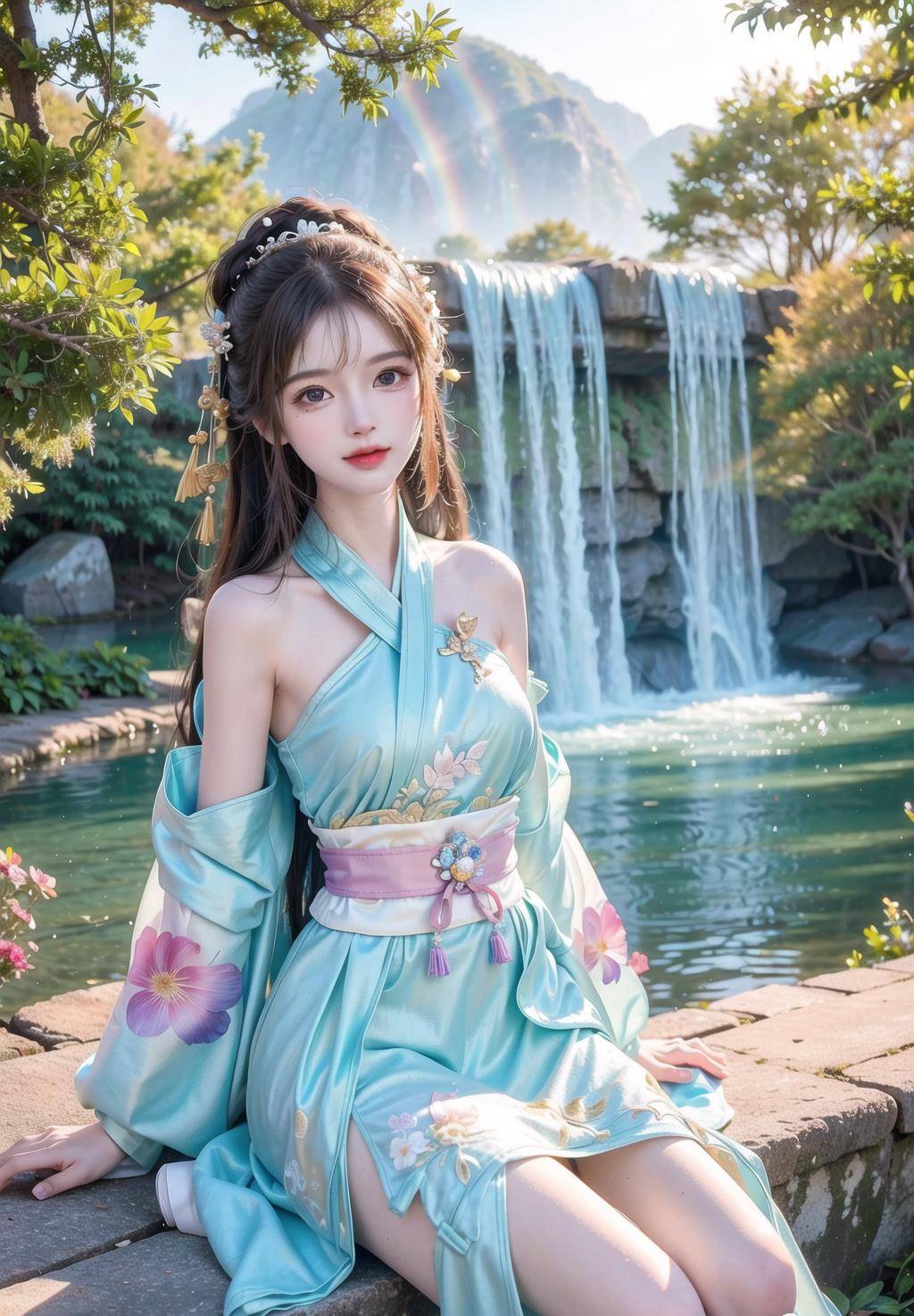 ai绘画-古装美女优雅坐姿