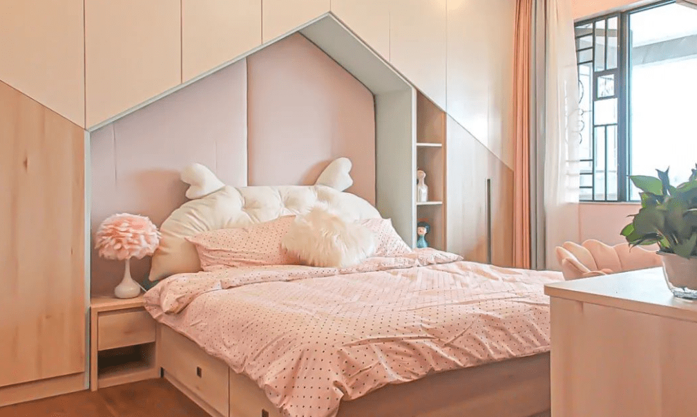 装修锦囊提供,女儿房间设计卧室重点内容_孩子_光线_床头