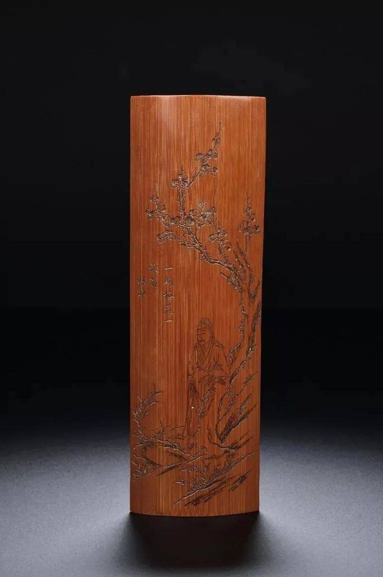 清 竹雕 茶合 竹臂搁 中国 古美術