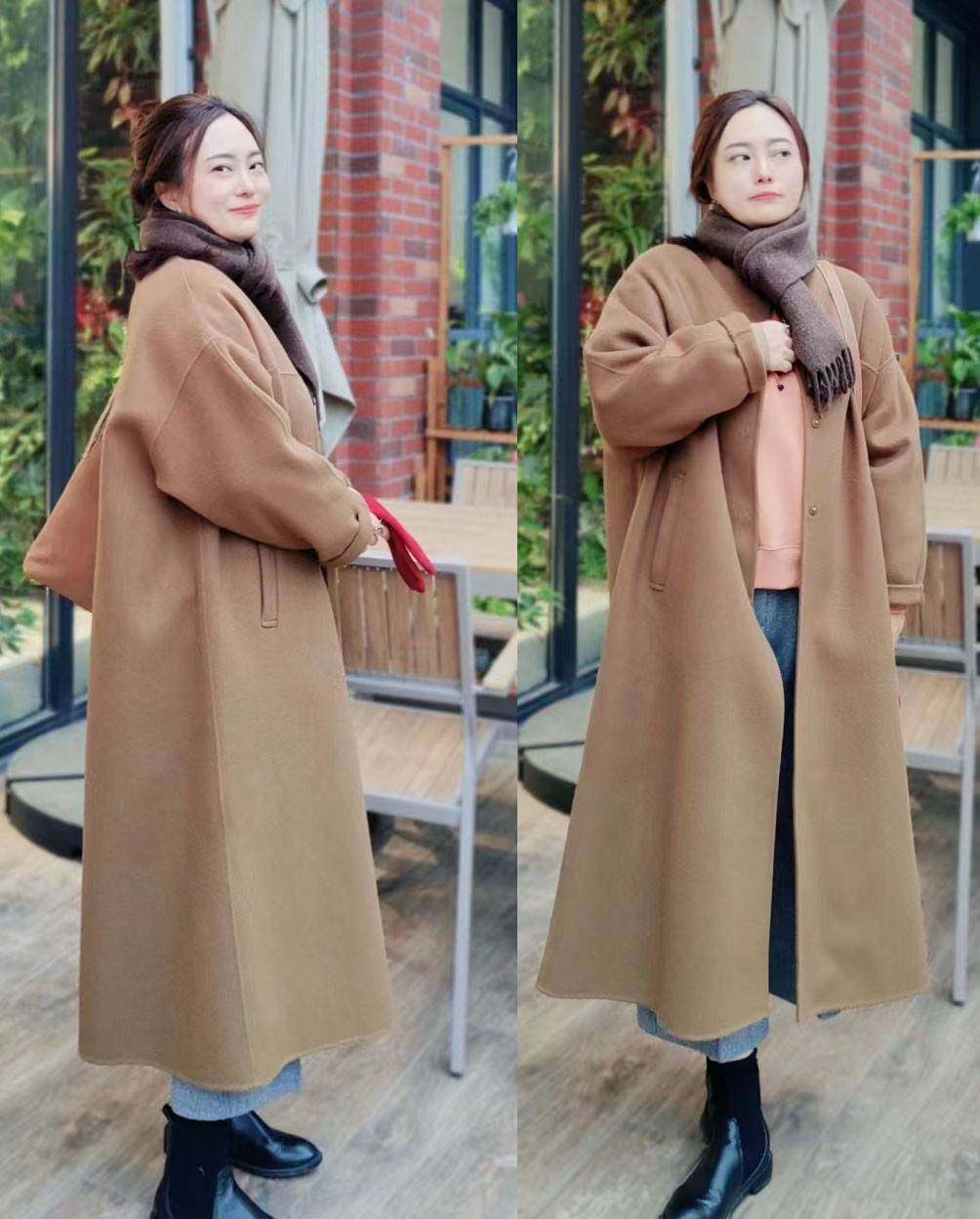 那些很有气质的中年女人,冬季最爱穿大衣和羽绒服,简单实用优雅_棕色