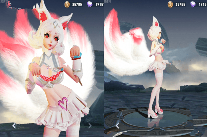 玩家自制妲己九尾妖狐皮肤,粉色呆萌可爱惹人爱,看清红色星元后懵了