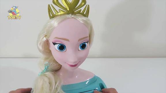 迪士尼冰雪奇缘公主做头发造型化妆玩具