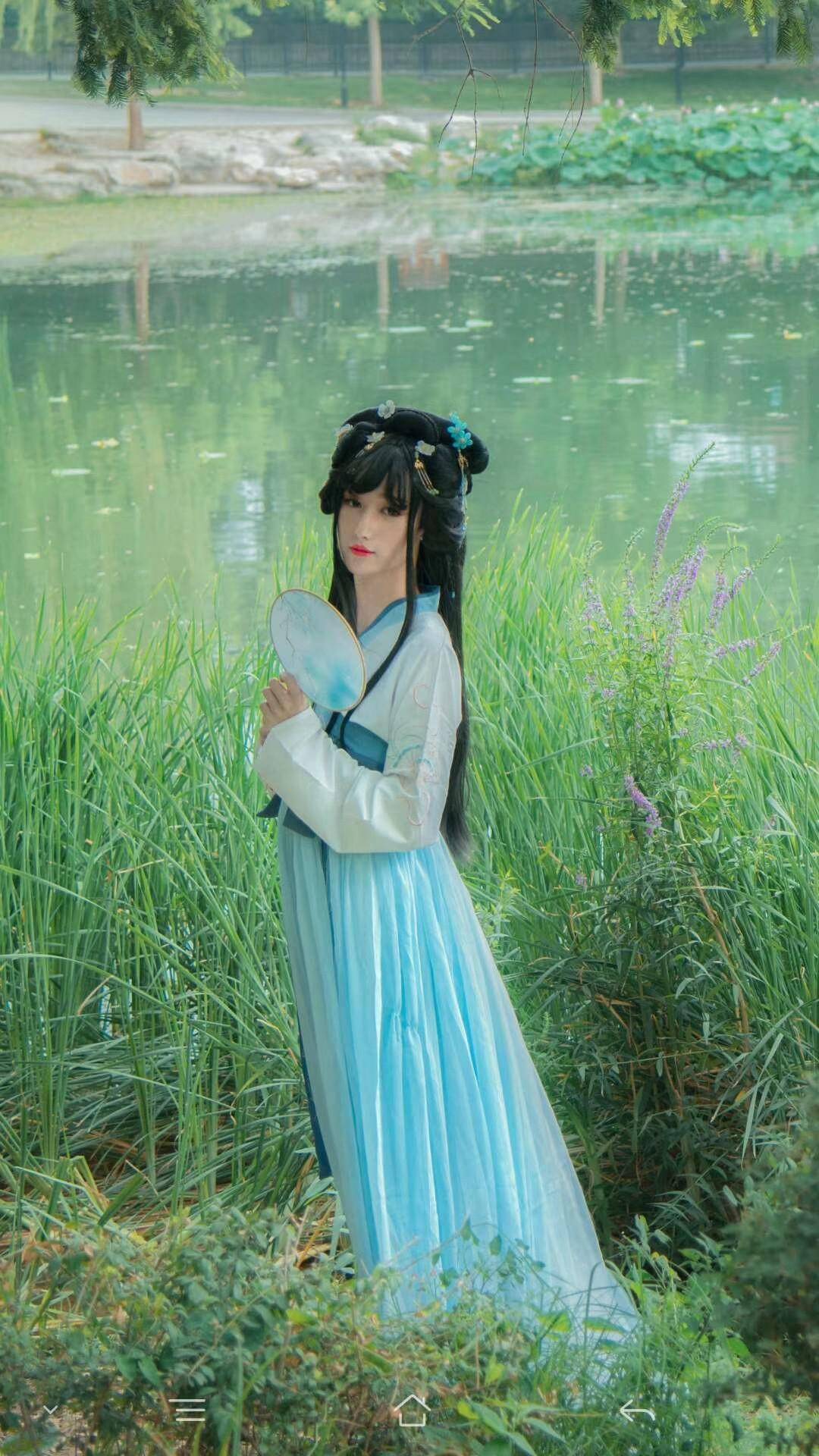 汉服蓝衣cosplay