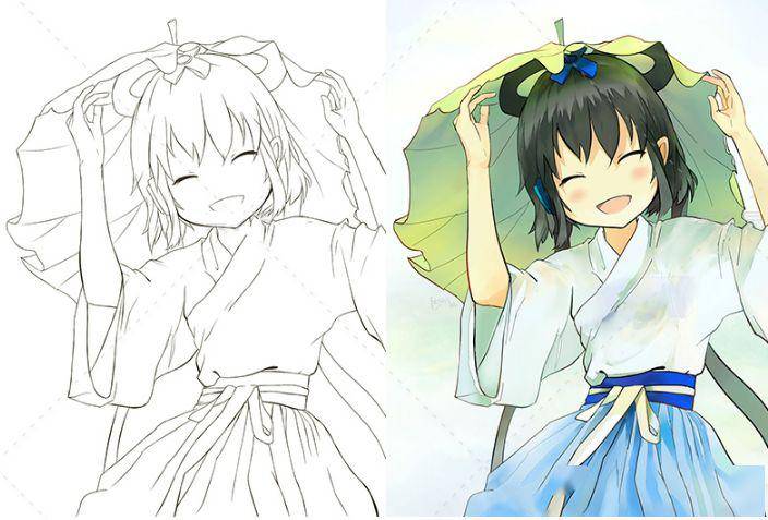 马克笔线稿加上色 |大量动漫女生手绘效果图