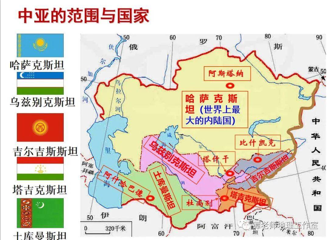 范围与国家1.地理位置中亚在丝绸之路中扮演着重要角色.
