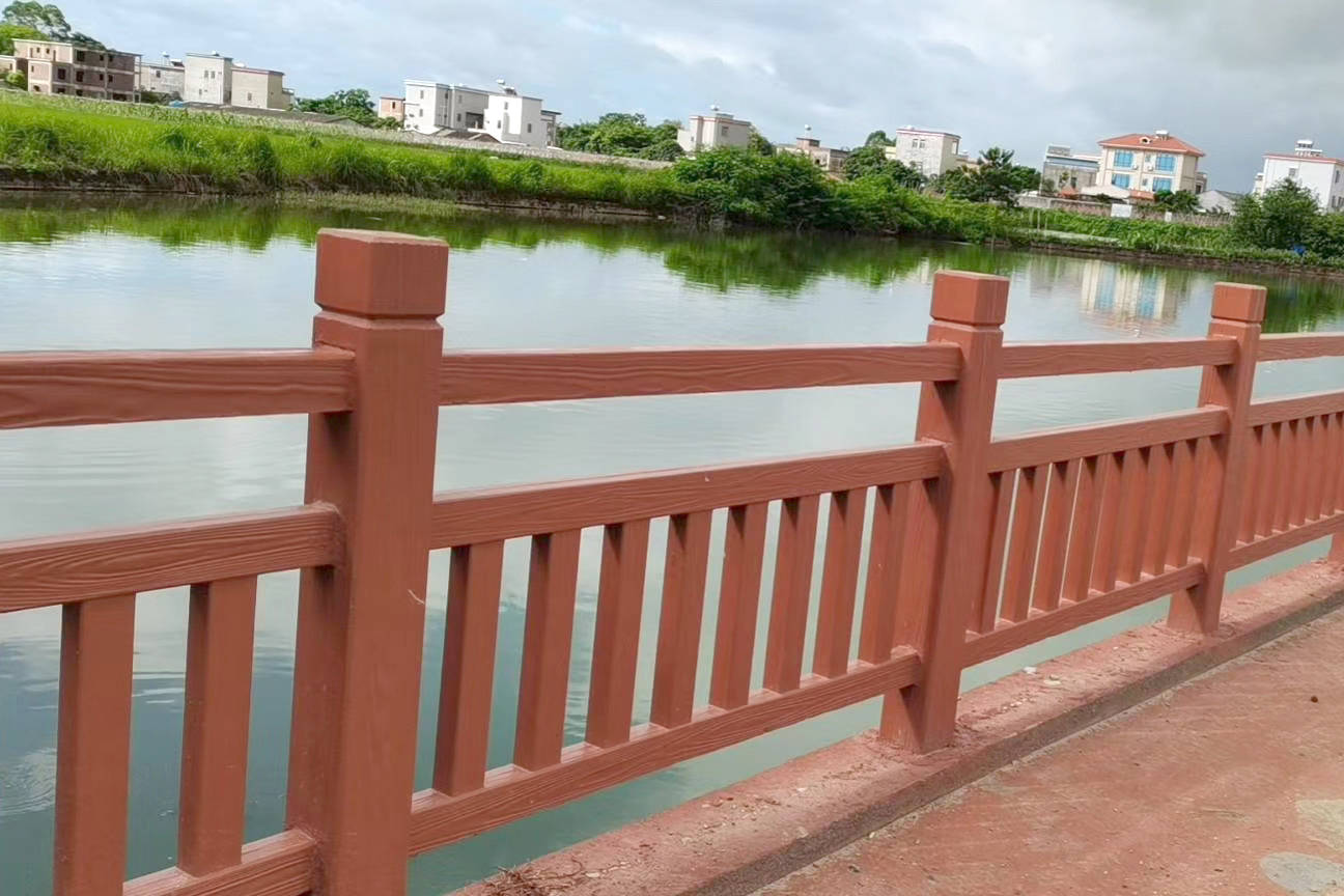 广东福建河道水泥栏杆安装喷漆效果江西艺高景观护栏生产制作