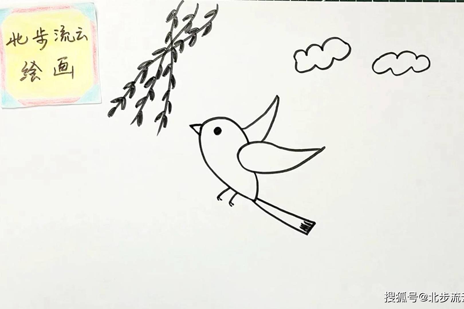 春天小鸟简笔画陪孩子学习画画