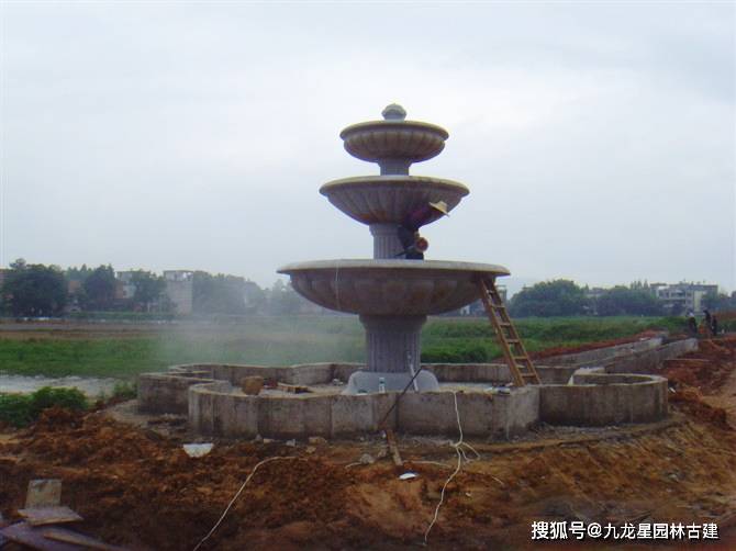 定製石雕噴泉室外花崗岩流水水缽價格多少園林多層大理石噴泉