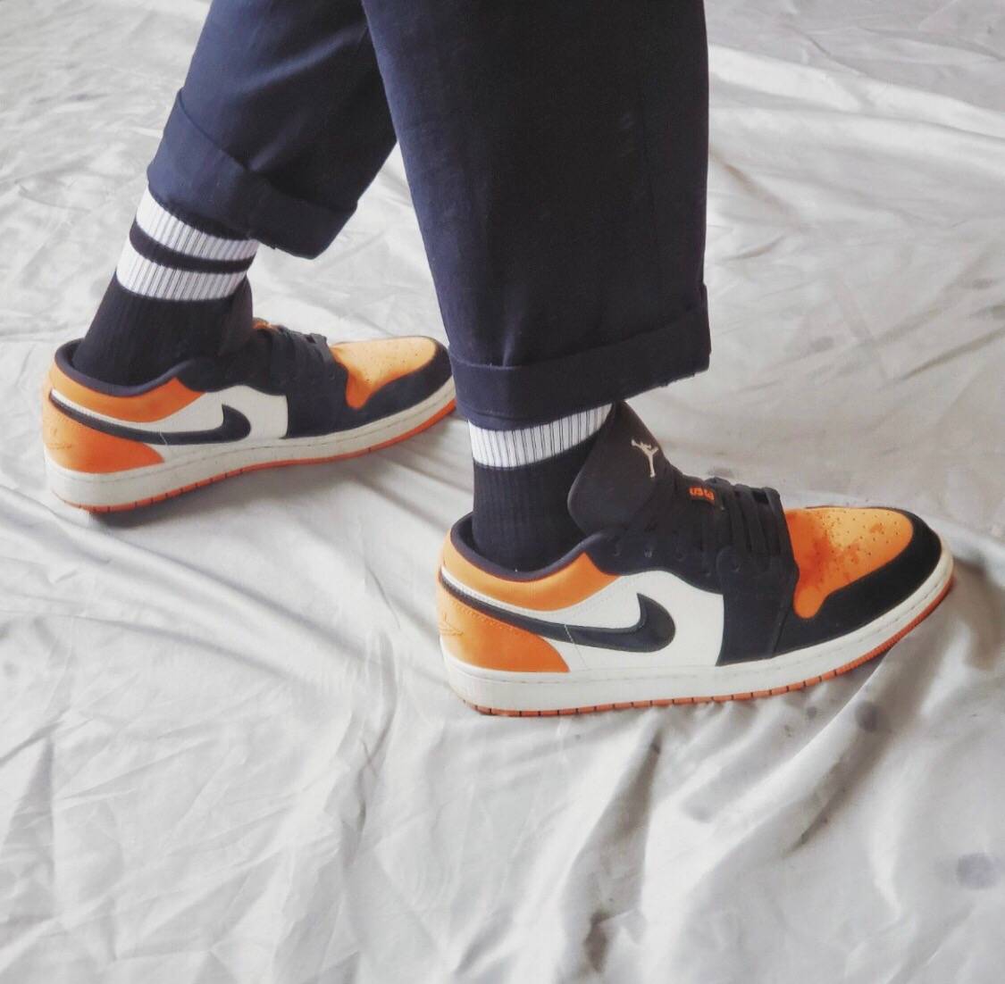 乔丹 air jordan 1 low shattered backboard aj1黑白橙扣碎篮板低帮