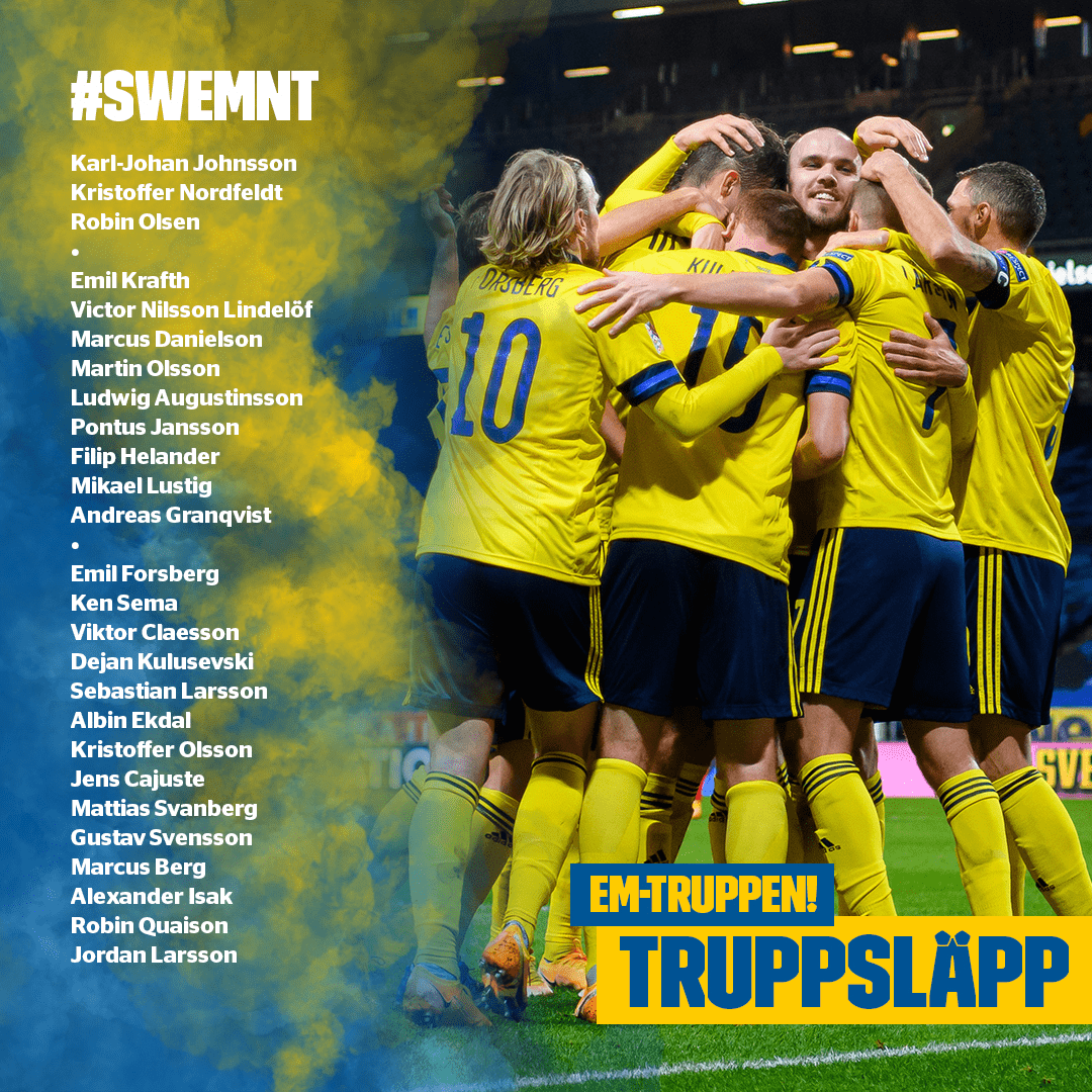 瑞典欧洲杯26人大名单：伊布缺席 中超两外援入选_克拉斯诺达尔