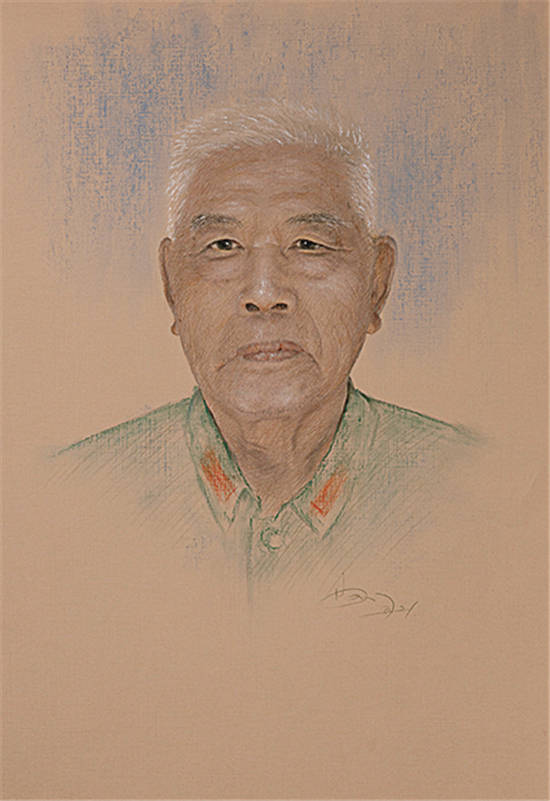 淡彩 50x35cm王进喜 素描淡彩 50x35cm张富清 素描淡彩 50x35cm焦裕禄