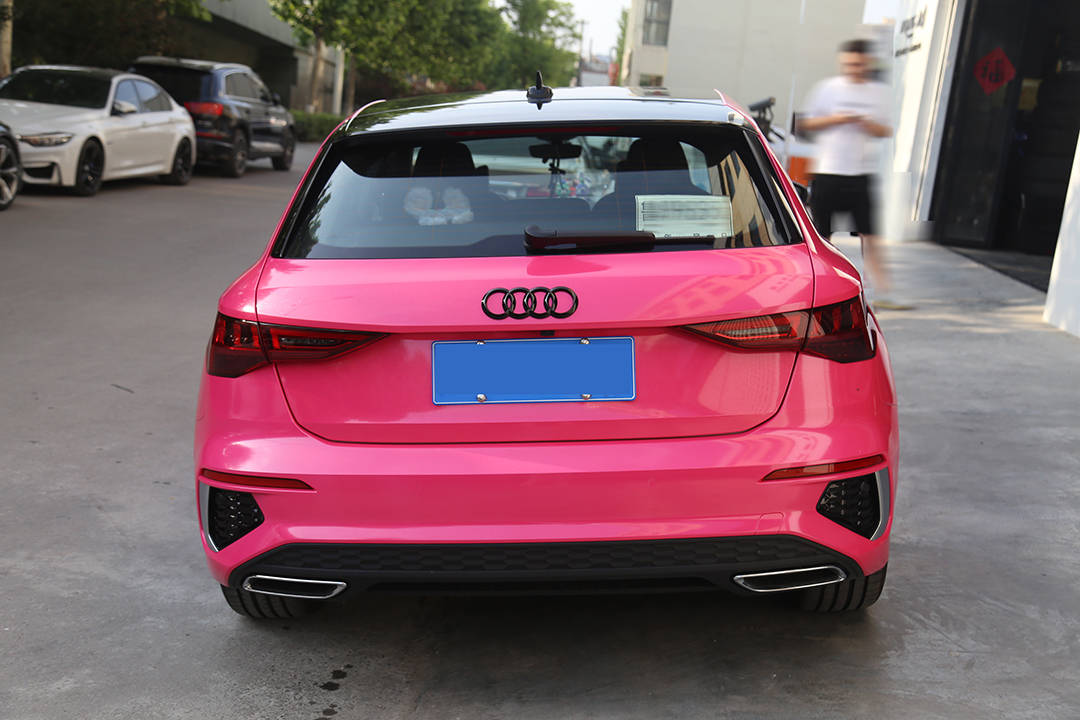 新生开场进击全场奥迪a3济南欧瑟全车改色贴膜珠光粉