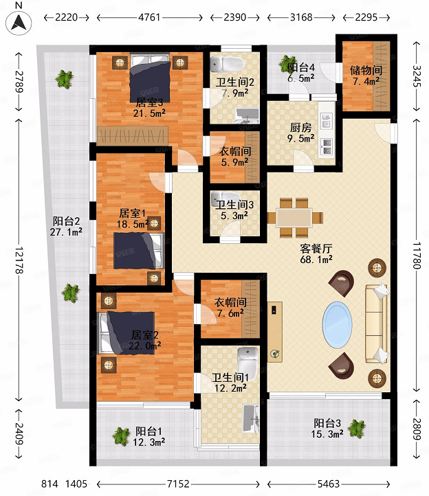 双玺二期258㎡硬装升级全屋软装