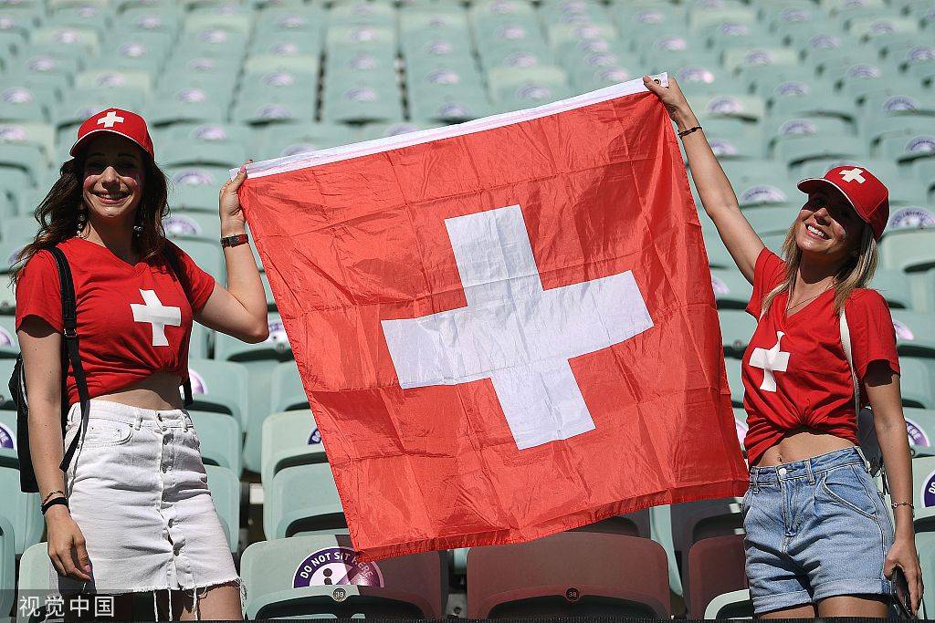 高清图:威尔士vs瑞士 女球迷挥舞国旗热情奔放