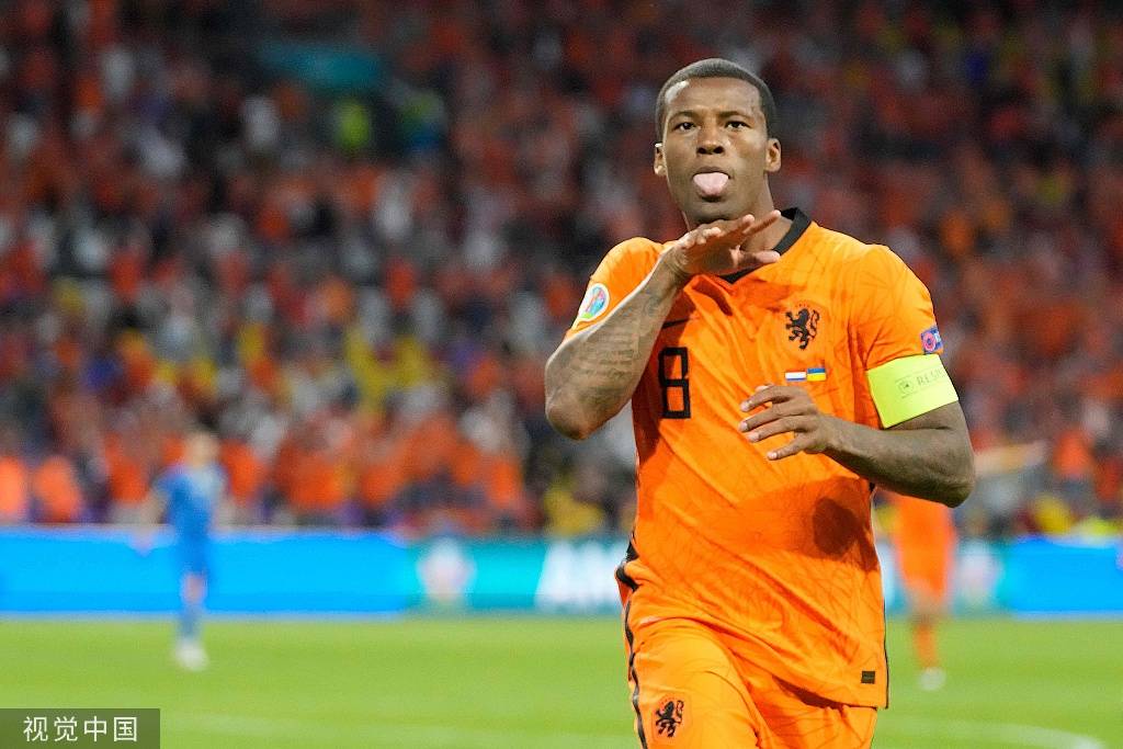 高清图:荷兰vs乌克兰 维纳尔杜姆破门吐舌庆祝