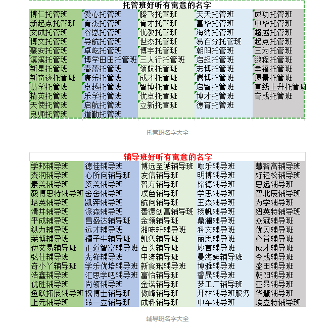 午托班起名字图片