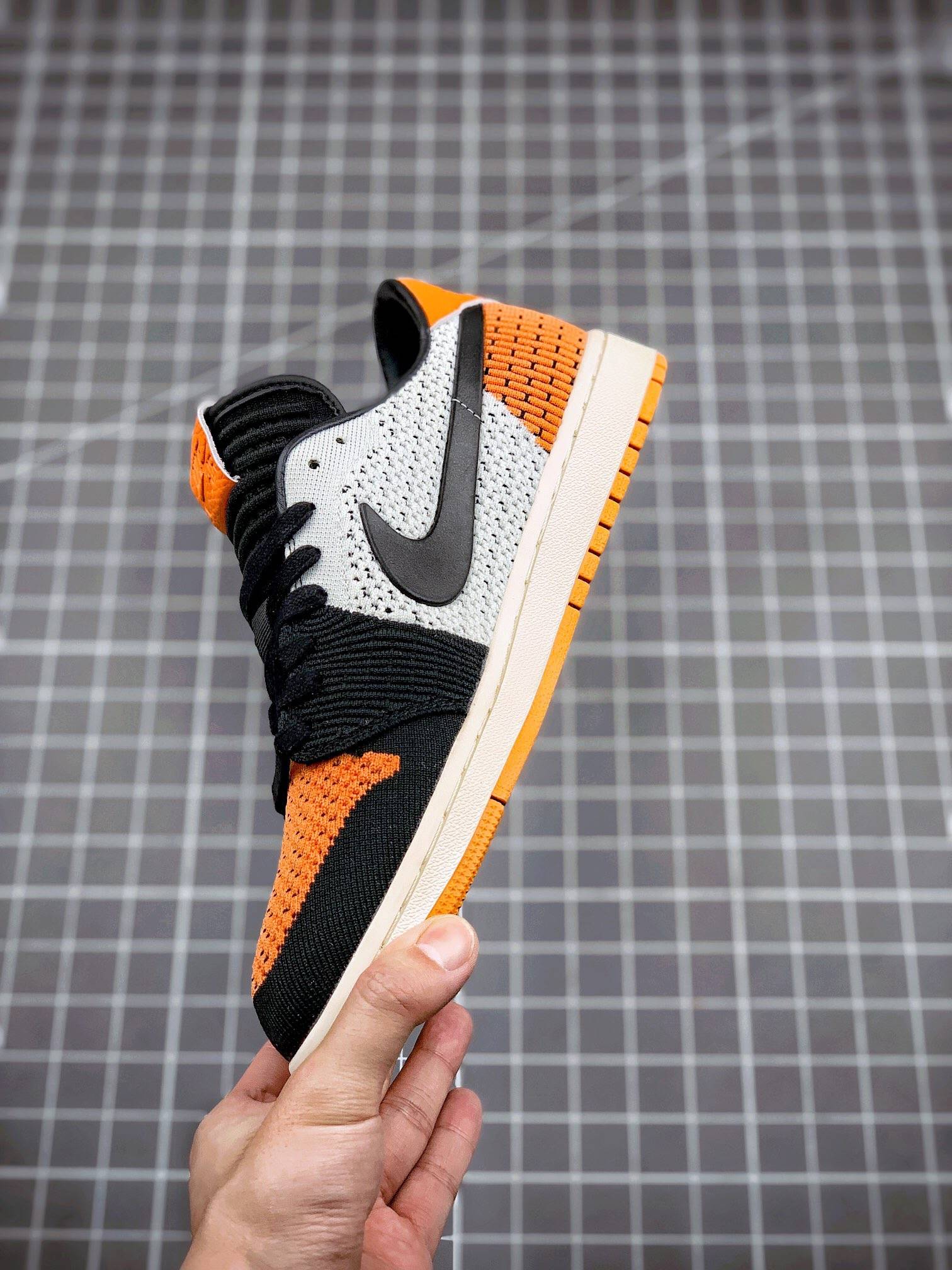 airjordan1retrolowflyknit灰黑影子扣碎篮板编织飞线低帮运动鞋