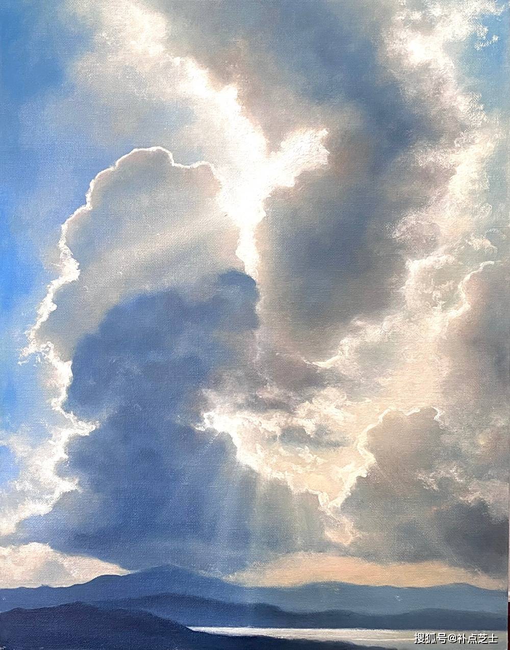 油画捕捉到多云的天空之美画家借此抒发出内心情感