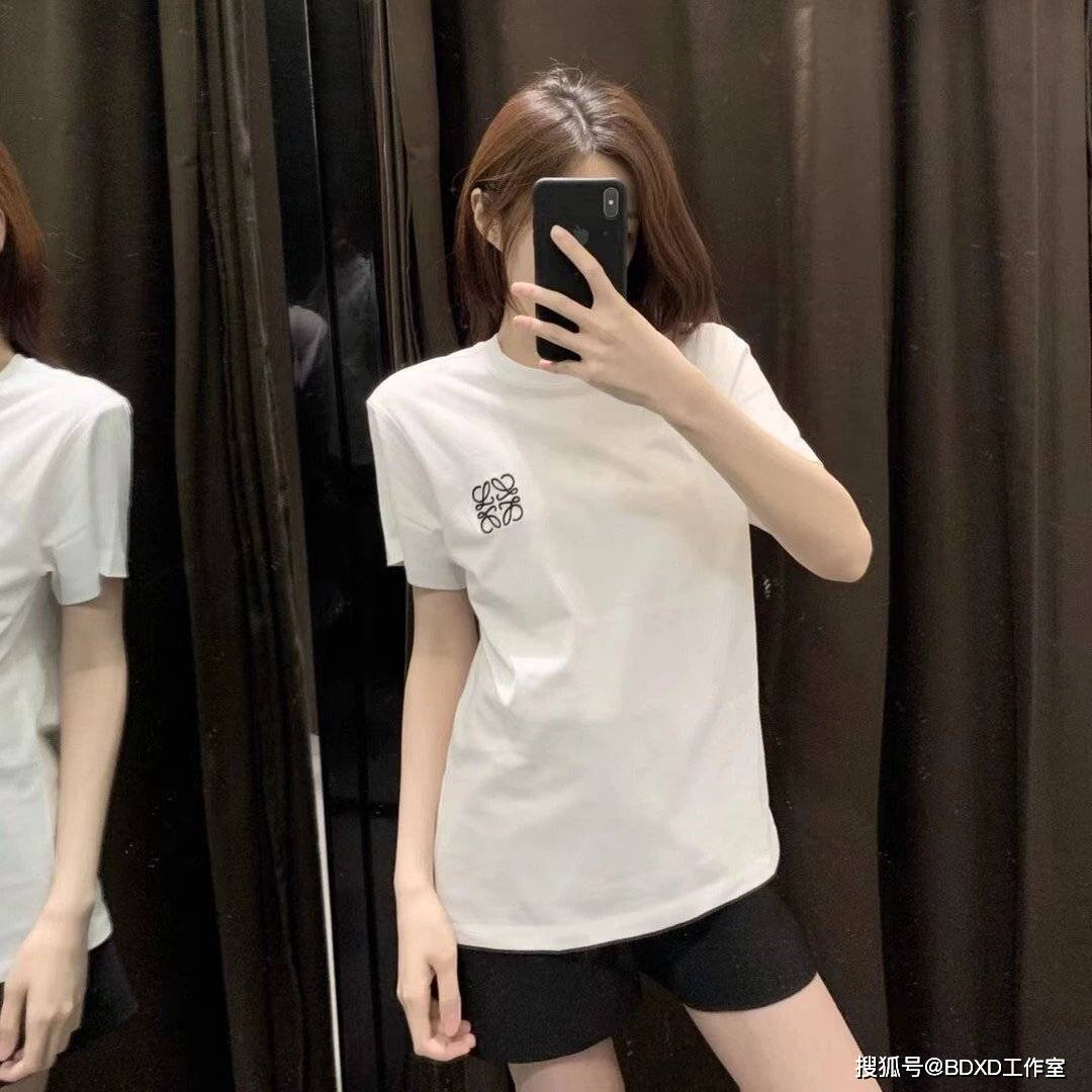 黑色|LOEWE罗意威经典基础logo刺绣短袖T恤