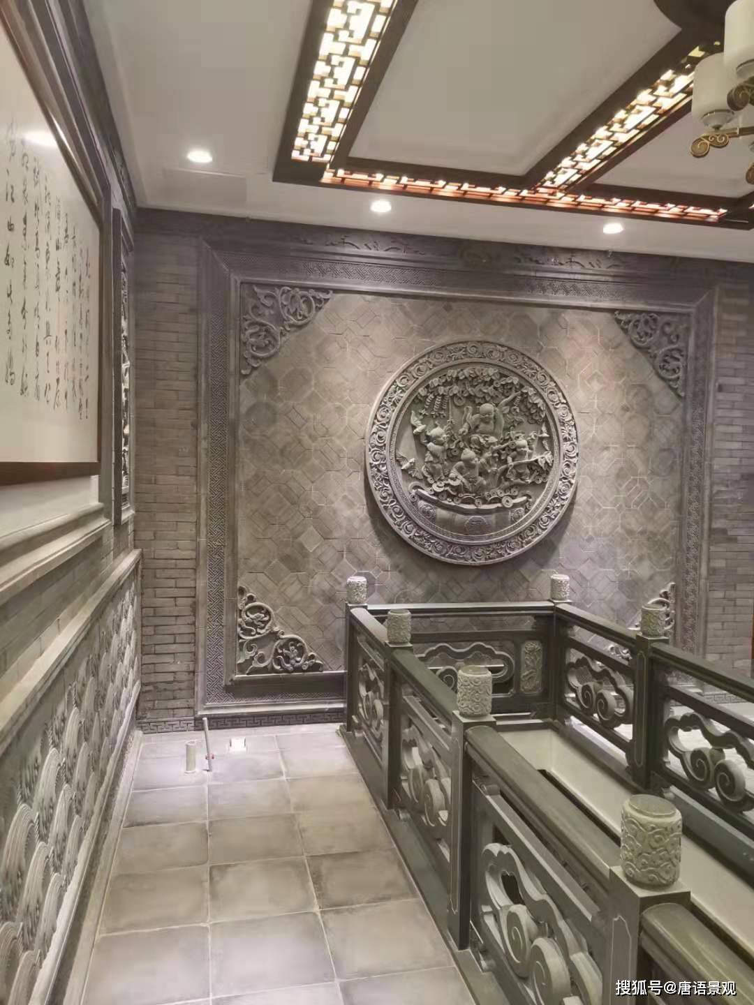 唐语中式文化砖雕花浮雕砖雕资材:圆形摇钱树园林景观庭院四合院古建