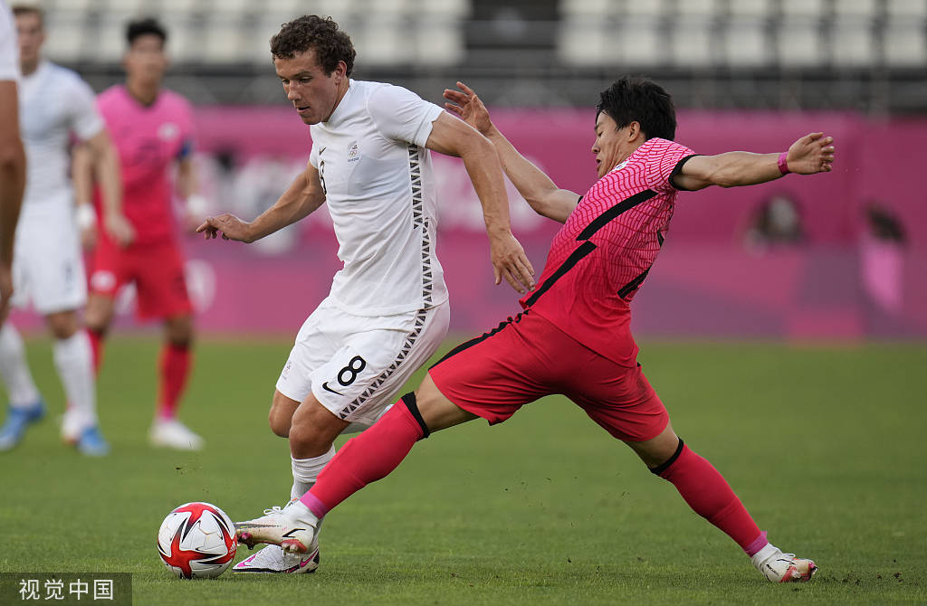 高清图:奥运男足新西兰1-0胜韩国 伍德庆祝进球
