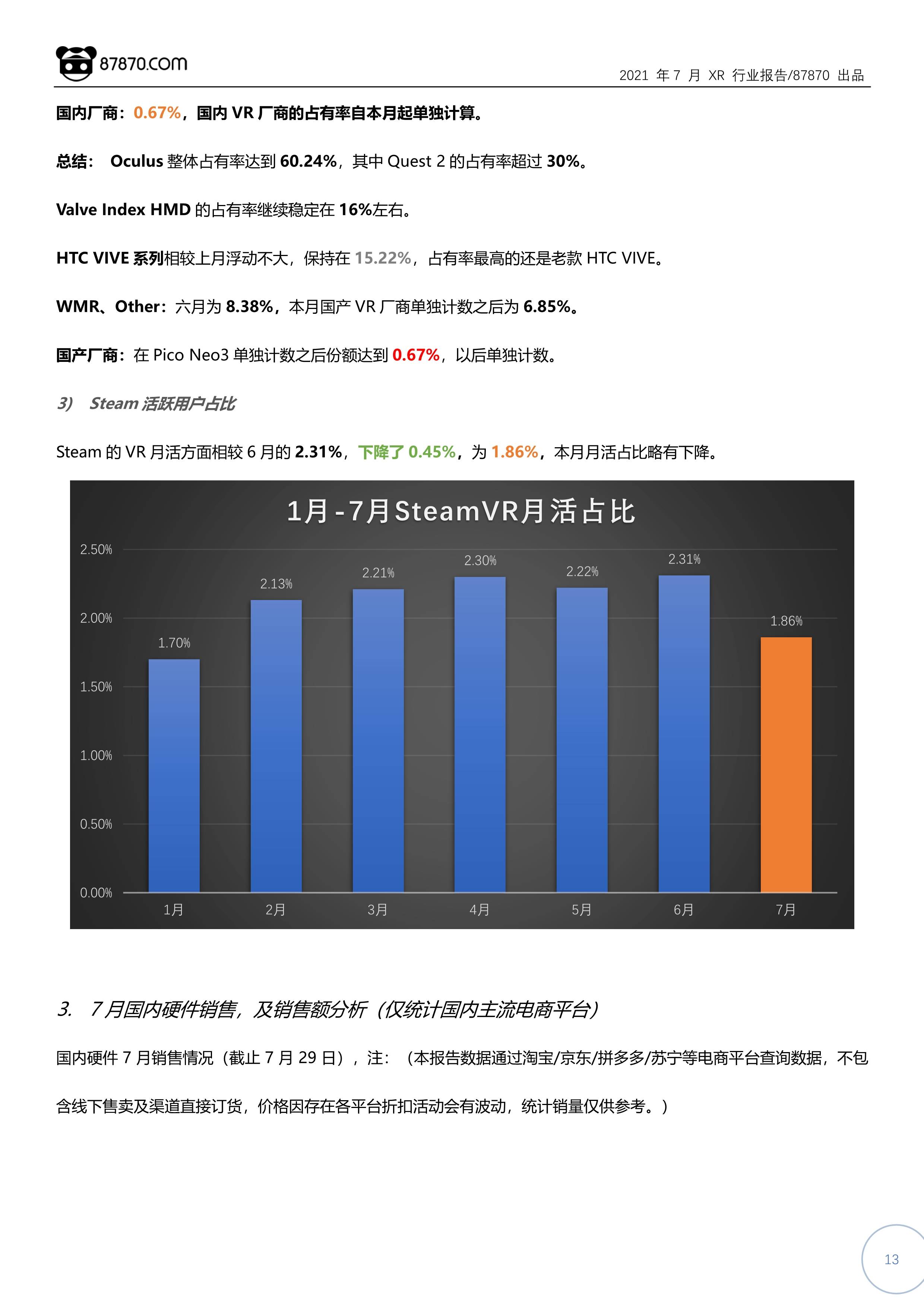 Pico|【87870网月报】2021年7月 VR/AR 行业市场分析报告