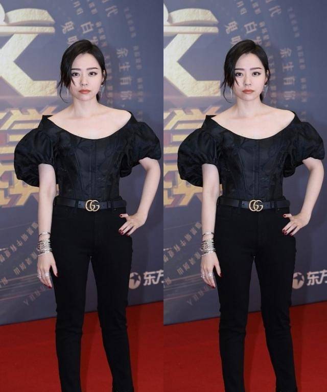 一身|张靓颖的造型真显身材，一身黑的搭配气场十足，“铅笔腿”真惹眼