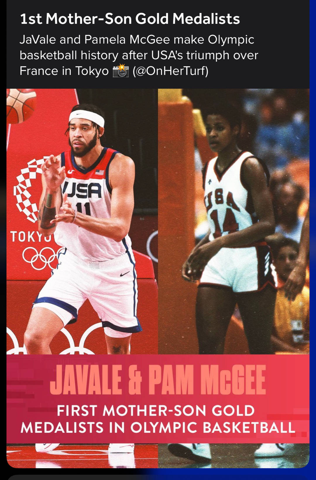 麦基母子均收获篮球金牌 创奥运历史_帕梅拉