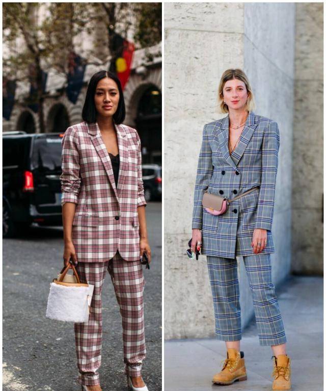 老有|格纹的时尚风又吹回来了，知性优雅的格纹裤值得一试，老有气质了