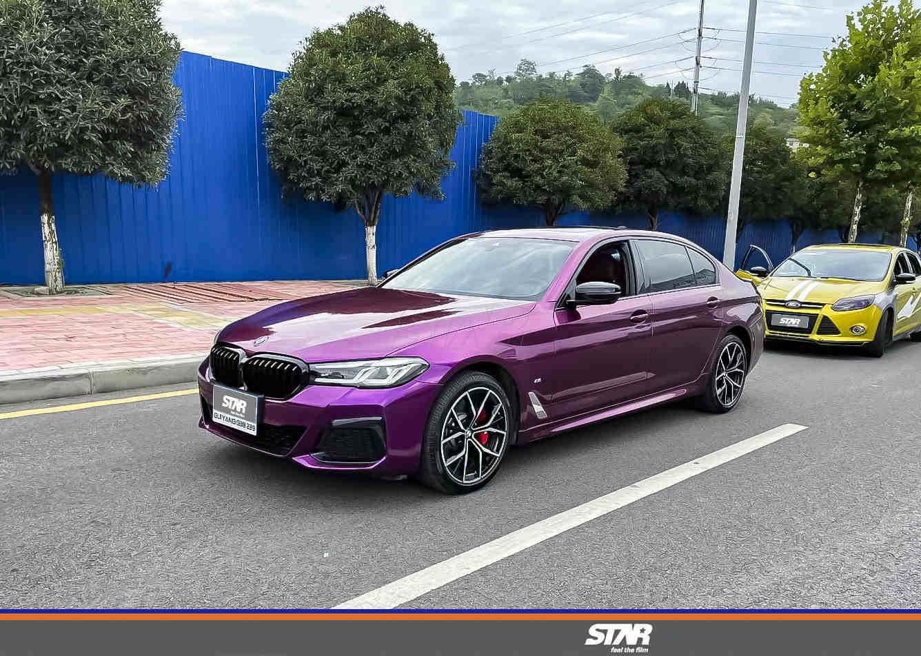 宝马530li改色贴膜超亮金属葡萄紫 贵族尊享