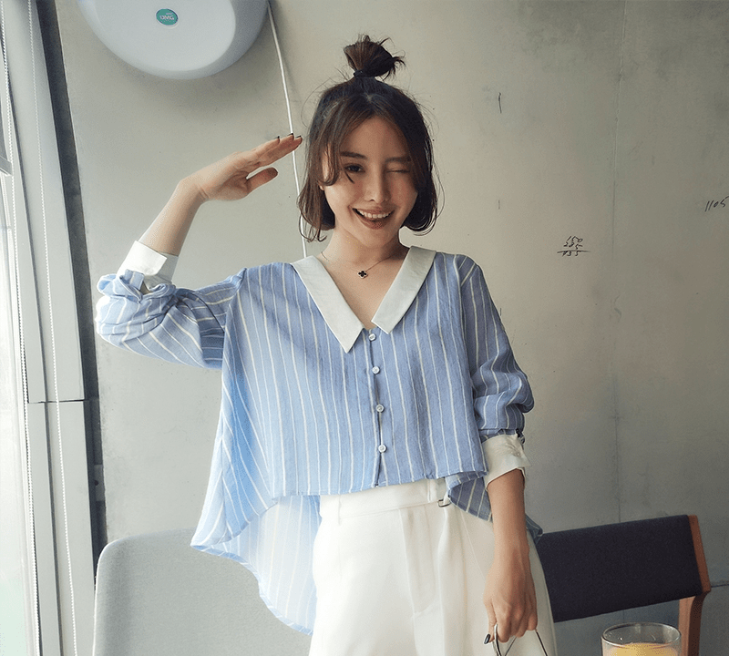 条纹|百搭好看V领衫